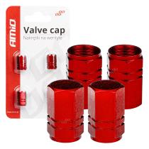 AMIO ACCESORIOS 02238 - TAPONES DE ALUMINIO PARA VALVULA COLOR ROJO 4 UNID.