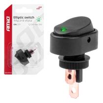 AMIO ACCESORIOS 03087 - INTERRUPTOR ELIPTICO PILOTO VERDE 12/24V MAX 30A ON/OFF